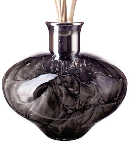 Amelia Art Glass Oval Reed Diffuser in Black & Grey (Black Marble Effect)