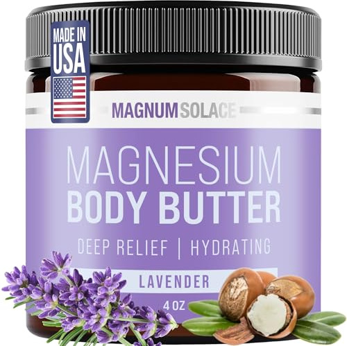 Magnum Solace Magnesium Body Butter - Nighttime Magnesium Cream - Lightly Scented (Lavender)