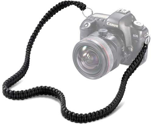 VVAAGG 550 Paracord Camera Strap for Photographers Neck Shoulder Strap Camera Rope Strap for Micro Single and DSLR Camera Canon Nikon Sony, Black, 100 cm