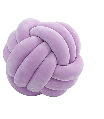 Almohadas de Bola de Nudo, Knot Pillow Ball, Cojín Redondo Suave, Almohada Peluche Tejido a Mano Cojines Cojín Decorativa para Hogar, Sofá, Cama, Decorativo (20cm, Púrpura)