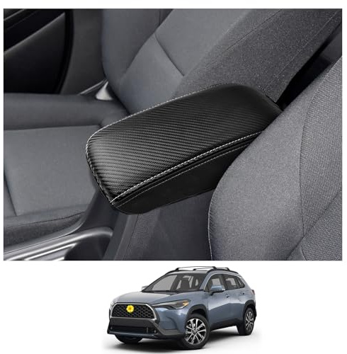 CDEFG Compatible con Toyota Corolla E210 Cross 2019-2024 Funda Reposabrazos Coche Cubierta Protectora Caja Apoyabrazos Consola Central Tapa Antiarañazos Accesorios (Fibra de carbono Negro)