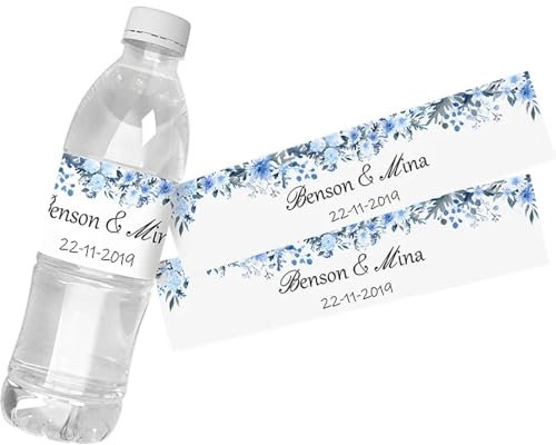 Personalisierte Wasserflaschen-Etiketten – Bunter Blumendruck, Text, Bild, Individuelle Flaschenaufkleber, Wasserfestes Flaschenetikett Für Hochzeiten, Babypartys, Abschlussfeiern, Geburtstage, J