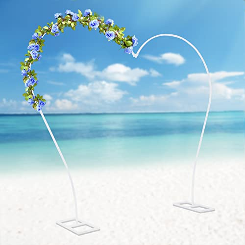 Arco de boda en forma de corazón, arco de metal, arco de globo, marco de jardín, flores, soporte para boda, lugar de decoración, marco blanco