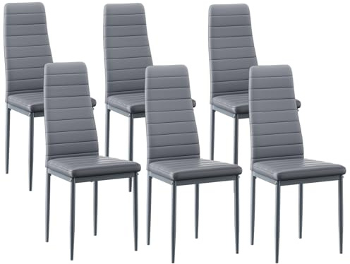 buybyroom Set Sedie Sala da Pranzo 6, Sedie da Cucina Soggiorno Imbottite Moderne, Adatto per Tavolo da Pranzo, Cucina, Ristorante e Ufficio, Grigio
