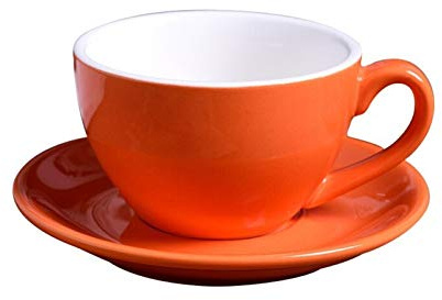 YNZUNMY Juego de Tazas de Cafe,Taza de Té y Plato 220ML Moderna de cerámica Simple Taza de café Cappuccino Set Copas for la Copa Latte Mocha café con el platillo(Orange)