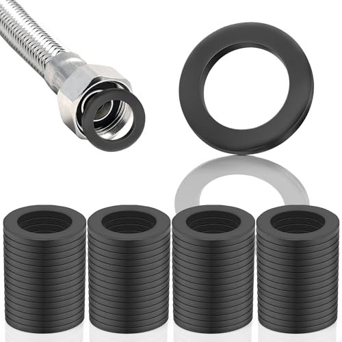 SWTYExt 60 Stück Dichtungsringe Brauseschlauch 1/2 Zoll Dichtungen Schlauch Dusche 19 mm Wasserhahn Dichtung Gummi Unterlegscheiben Schwarz für Brauseschlauch Garten Wasserhähne