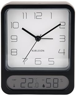 Karlsson Wecker Duo - Schwarz - 9.7x4.5x12cm - Rechteck - Thermoplast - Wecker für Schlafzimmer