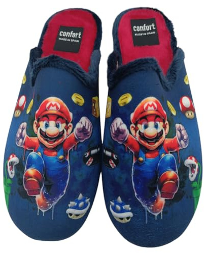HECHO EN ESPAÑA Zapatillas de Casa Antideslizantes para Niño y Hombre, Pantuflas Destalonadas, Calzado de Interior, Blanco (MARIO, Sistema tallas calzado EU, Adulto, Números, mediano, 43)