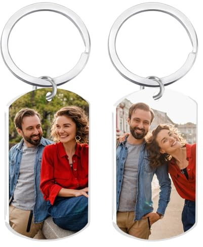 Porte Clef Personnalisable Photo, Couleur Double Face Porte Clé Photo, Convient Aux Amoureux, Aux Amis Et à La Famille, Cadeaux de en Acier Inoxydable à La Mode
