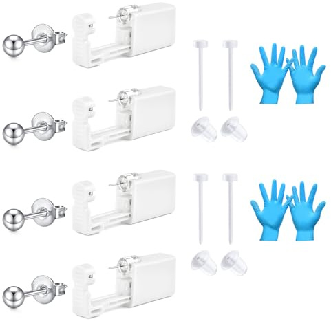 AceFun plata pistola piercing oreja 4mm helix piercing pistola Tragus Piercing pistola set con espárrago oído seguridad acero inoxidable cartílago pistola Tragus Helix pendientes joyería