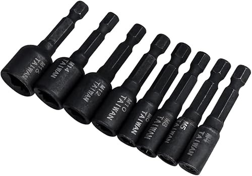 HaoTrade 8 Stück Gewindebohrer Stecknuss Adapter 1/4 Zoll, M4-M16 | Gewindebohrer Stecknuss Nuss Adapter für Elektrische Bohrmaschine, Legierter Stahl, Sechskant-Griffdesign