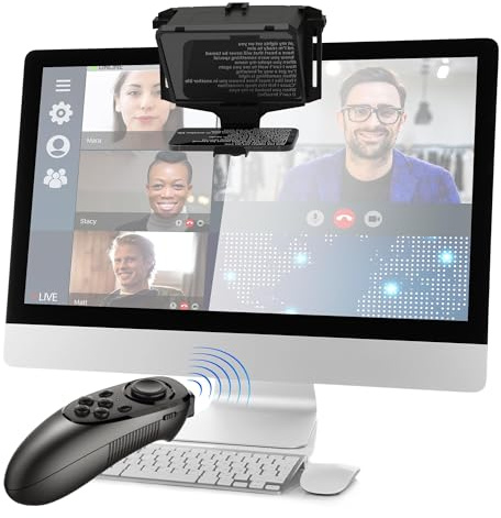 7,7 Zoll Tragbarer Teleprompter für Telefon und Kamera - 3-in-1 Handheld/Desktop/Monitor Setup, HD 70/30 Beam Splitter Glas, Fernbedienung inklusive, kompatibel mit iOS & Android