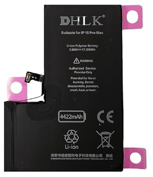 DHLK® TI Line Batterie de Remplacement Compatible avec iPhone 15 Pro Max (A2849, A3105, A3108, A3106) - Capacité 4422 mAh