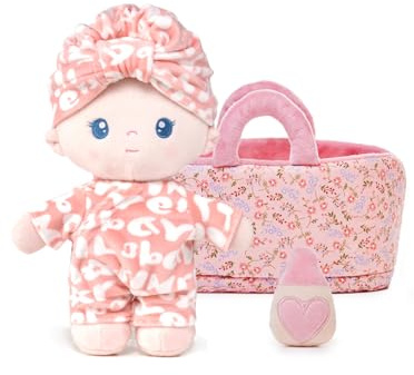 LeyaDoll Mini Baby Doll & Cradle Set 9, First Birthday Gift for 1+ Girls | 23cm dress-up baby doll with soft accessories,including a pacifier,towel and cradle,ideal for baby showers