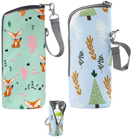 2-Teilige Gedruckte Flaschenbeutel, Bequeme Flaschenisolierung, Baby-Outdoor-Produkte, Geeignet Zum Einkaufen, Picknicks Und Reisen.