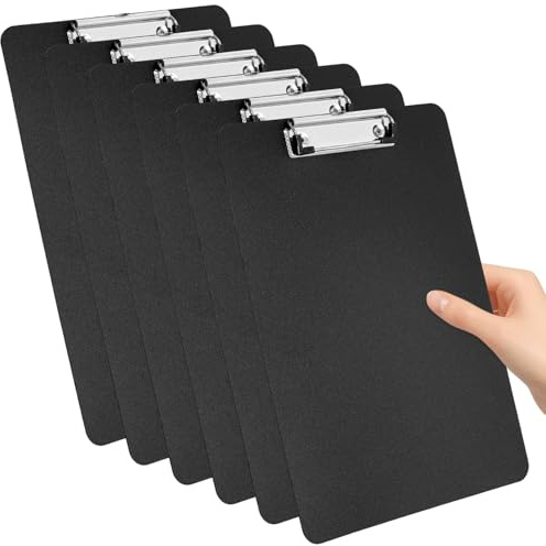 Klemmbrett a4, Clipboard, 6 Stück Schreibbrett mit Robustem Clip, Retractable Hanging loop für bürobedarf, Studenten, Lehrer (31 cm x 22 cm)