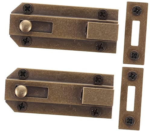 HOMSFOU Lot de 2 Verrous de Porte Coulissante en Laiton Couleur Or, sans Déformation, Faciles à Ouvrir et Fermer, Adaptés aux Portes Anciennes et Anti-effraction