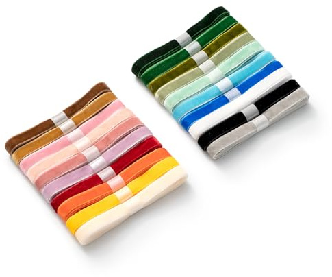AOKSUNOVA Nastro di velluto 1 cm x 18 m in 20 colori, nastro regalo in velluto, ideale per decorazioni e confezioni regalo