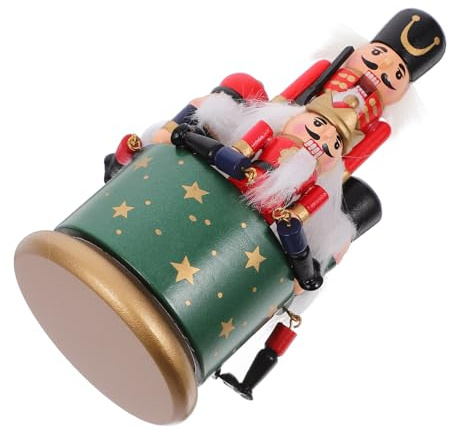 Balacoo Boîte à Musique Rotative Casse-Noisette Verte en Bois Peinte à La Main, Décoration De Noël Artisanale pour Bureau Et Maison, Figurine Musicale