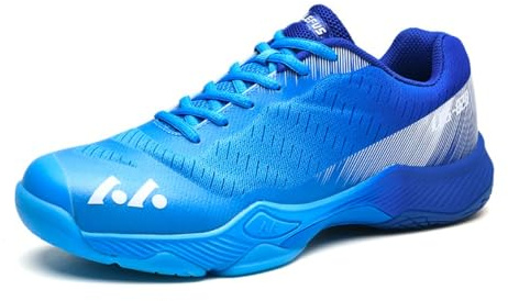 clofab Scarpe da badminton da uomo e donna, scarpe da allenamento per campi da interni, antiscivolo, leggere, per tennis, squash, pallavolo, pallamano, Blu 1, 38 2/3 EU