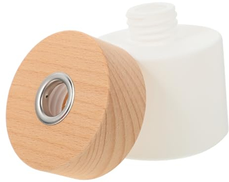 CORHAD Botella Difusora Cilíndrica de Vidrio con Tapa de Madera Recargable para Aceites Esenciales y Decoración de Escritorio Dormitorio y Salón