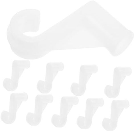 Toyvian Ganchos para Barra de Armario de 16mm, Plástico Blanco, 10 Piezas | Soporte de Varilla para Armarios de Tela, Compatibilidad, Instalación Sencilla