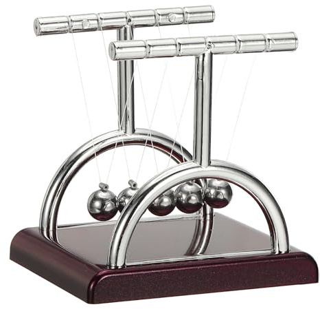 PATIKIL Newtons Cradle, Newton's Cradle Pendulum 5 Balance Balls Desk Toys Gravity Ball Cool Funny for Physics Toys Adults Science Men Office Desk Decor Home Gift, T-shaped, S