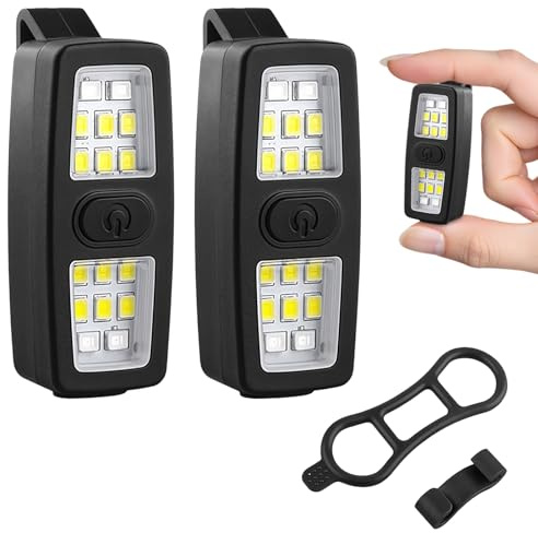 flintronic 2 st kläm-på-ficklampa, löparljus, uppladdningsbara säkerhetsljus, LED-arbet, bärbar handsfree-ficklampa för promenader på natten, hundlöpning, camping, vandring, svart