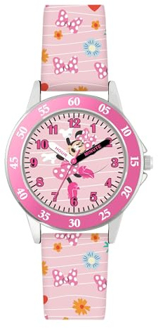 Disney Montre pour apprendre l'heure avec bracelet rose imprimé MN9101