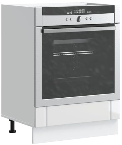 QZZCED Lucca Backofenschrank, weiß, glänzend, für Küche, kompakter Aufbewahrungsschrank mit großem Fach, stabiles und langlebiges technisches Holzmaterial,