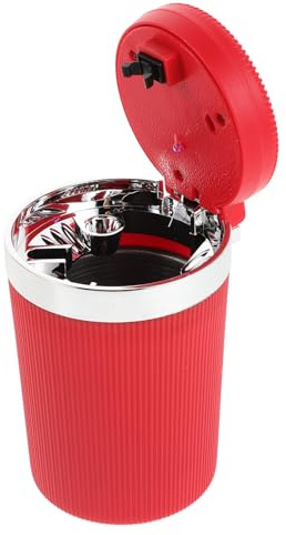 Alipis Cenicero Portátil de Coche con Tapa Roja Luz LED Integrada Material Duradero Accesorio para Interiores de Automóvil Adecuado para Uso Nocturno y Viajes Cenicero de
