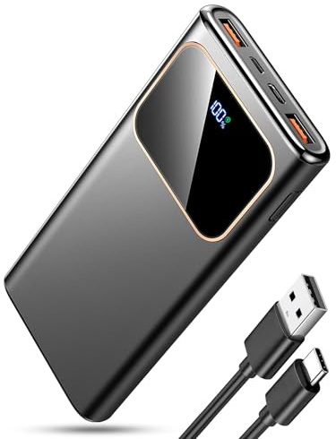 Power Bank Fast Charging 10000mAh, 22.5W Portable Charger USB C Input & Output Powerbank with LED Display, PD3.0 QC4.0 Phone Battery Pack for iPhone17/16/15/14/13/12, Android More，2026 Black