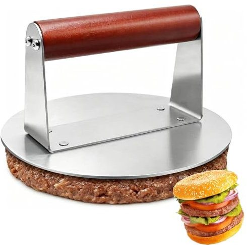 MITUMORMOR Burgerpresse Edelstahl, 6,3 Zoll Edelstahl Smash Burger Press, Professionelles Hamburgerpresse Grillzubehör, Leicht zu Reinigen, Lebensmittelecht & Spülmaschinenfest