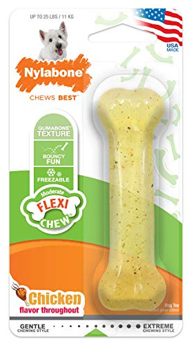 Nylabone Moderate Flexible Dental Dog Chew Toy, Chicken Flavour, Helps Clean Teeth, Small, for Dogs Up to 11 kg