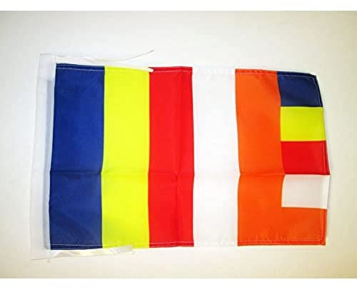 AZ FLAG Bandiera Buddhista 45x30 cm - Bandierina Buddhismo - Tibet 30 x 45 cm Cordicelle