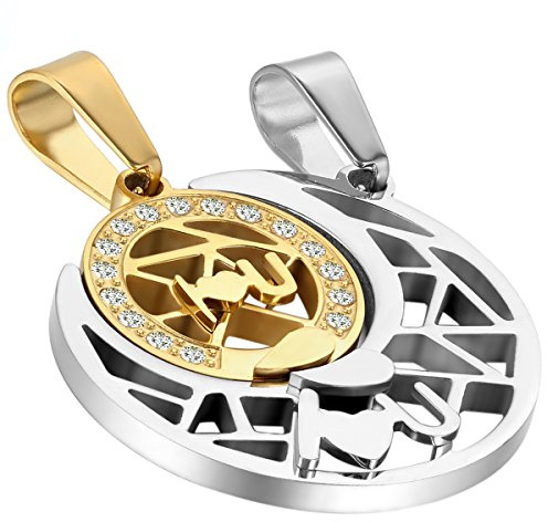 OIDEA Paar Halskette mit Zirkonia aus Edelsthal: 2 Stück Gold Freundschaftsketten Halsketten mit Anhänger I Love U Sonne Mond Strass O Kette Schmuck Geschenk für Paare Pärchen Partner