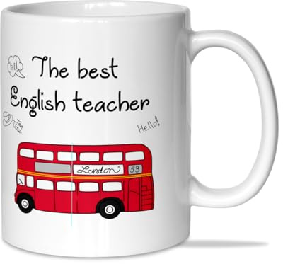 LINFORMAL Tasse « The Best English Teacher » - Tasse en céramique 350 ml - Tasse originale - Tasse à café petit-déjeuner - Cadeau de fin d'année - Passe au micro-ondes et au lave-vaisselle