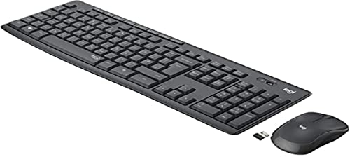 Logitech MK295 kabelloses Tastatur-Maus-Set mit SilentTouch-Technologie, Shortcut-Tasten, optischer Spurführung, Nano USB-Empfänger, verzögerungsfreier Drahtlosverbindung, NLB AZERTY-Layout - Graphit