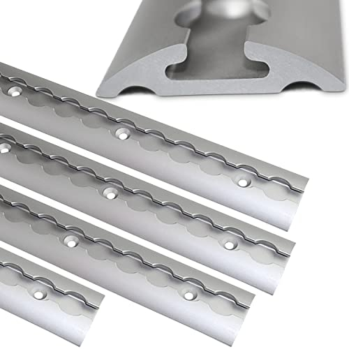 NTG Aluminium Airlineschienen 4 Stück 1975 mm 2 Meter - Halbrunde Airlineschiene - TÜV Zertifiziert -Ladungssicherung für LKWs und Wohnmobile - Gebohrte Zurrschiene Silber - Zurrleiste