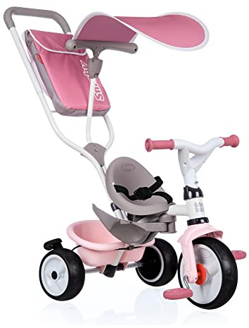 Smoby - Tricycle Baby Balade Plus Rose - Vélo Evolutif Enfant Dès 10 Mois - Roues Silencieuses - Frein de Parking - 741401