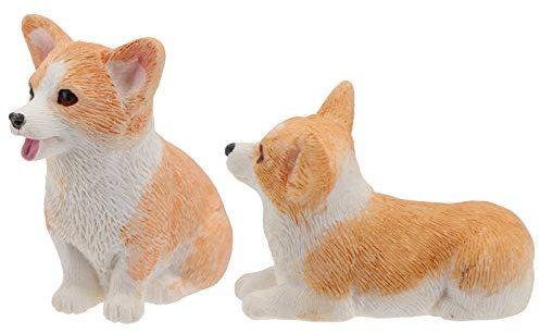 SOIMISS 2Pcs Harz Tier Hund Figuren Corgi Tier Hund Charakter Spielzeug Sitzen Liegen für Kuchen Topper Geburtstag Ostern Eier Anlage Automobil Ornament