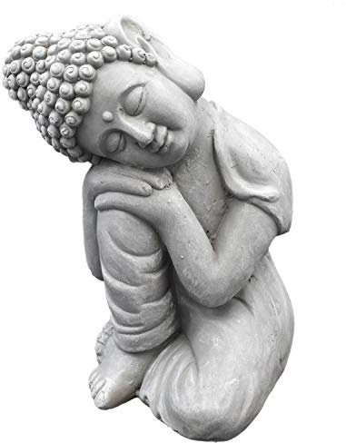 Buddha Figur 39cm Vintage Grau Entspannung