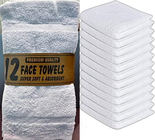 12 Pack Cotton Washcloths Set 100% Egyptian Cotton Face Cloths Towels Flannels(30 x 30 cm) Quick Dry And Absorbent Makeup remover (White`)