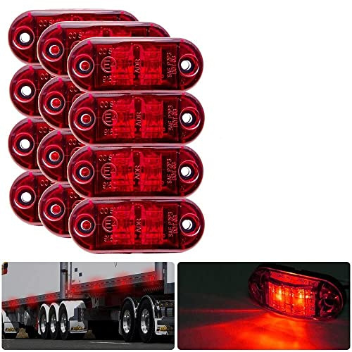 Jutta 4/8/12-teiliges Set Seitenmarkierungsleuchten, 12/24 V IP65 Rote LED-Seitenmarkierungsleuchten Universal für LKW, Anhänger, Van, Wohnwagen, LKW, Auto, Bus, Boot (12)