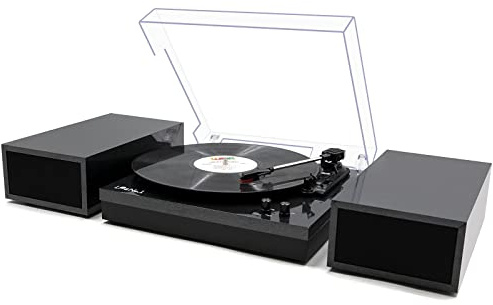 Vinyl Record Player,Record Player for Vinyl with External Speakers, Black Pearl