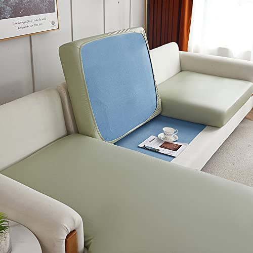 Sofa Sitzkissenbezug,Sitzkissenbezug aus Kunstleder Stretch Wasserdichter Sitzkissenschutz, Elastischer Kissenbezüge, Husse Überzug Bezug Für Anti Katzen Scratch Sofa Sitzkissen