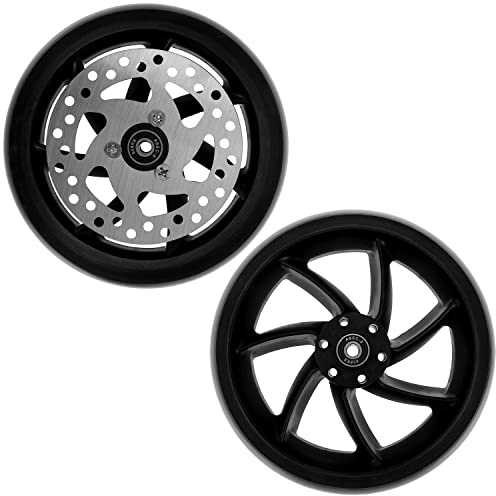 2 pieces Mach1 190 x 40 mm (200 x 40 mm) big wheel kick scooter wheels set with brake disc including ball bearing and spacer - city scooter replacement tyres