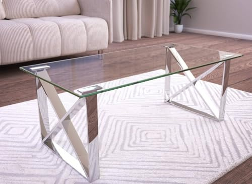 Tasse basse rectangulaire en verre et pieds argentés ISORE
