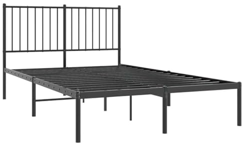 vidaXL Sängram med huvudgavel metall svart 120x200 cm, säng, metallsäng, metall sängram, sängar, metallsängar, metall sängramar, gästsäng, gästsängar
