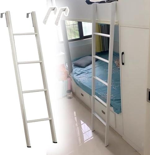 Scaletta Letto a Castello Scaletta per Letto a Castello In Metallo con Ganci, Scala a Castello Bianca per Camper per La Scuola del Dormitorio, Scaletta per Letto Singolo Regolabile (160cm/63)